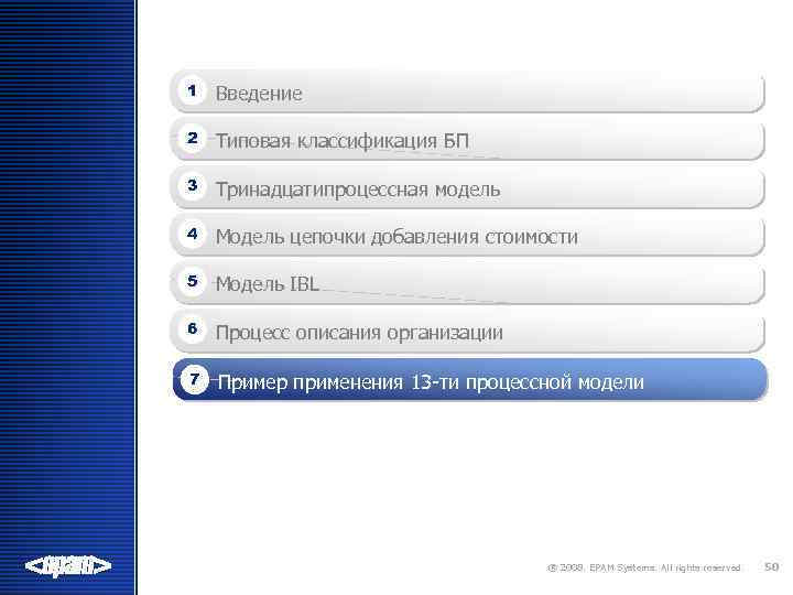 1 Введение 2 Типовая классификация БП 3 Тринадцатипроцессная модель 4 Модель цепочки добавления стоимости