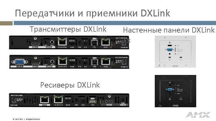 Передатчики и приемники DXLink Трансмиттеры DXLink Ресиверы DXLink © AMX 2011 | All Rights