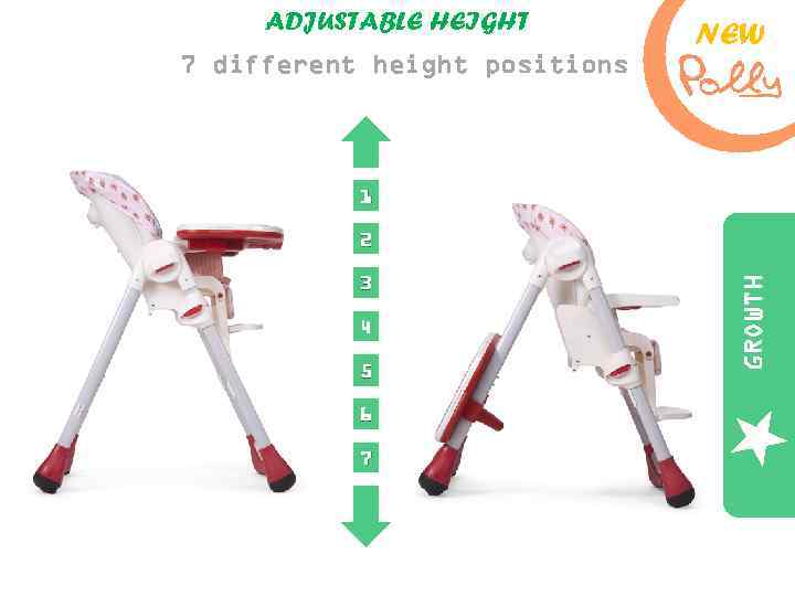 ADJUSTABLE HEIGHT NEW 7 different height positions 1 3 4 5 6 7 GROWTH