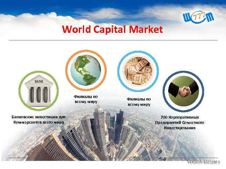 World Capital Market Филиалы по всему миру Банковские инвестиции для Коммерсантов всего мира Филиалы