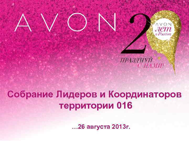 Собрание Лидеров и Координаторов территории 016 … 26 августа 2013 г. 