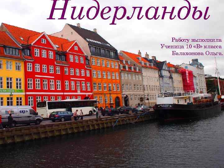 Нидерланды Работу выполнила Ученица 10 «В» класса Балахонова Ольга. 