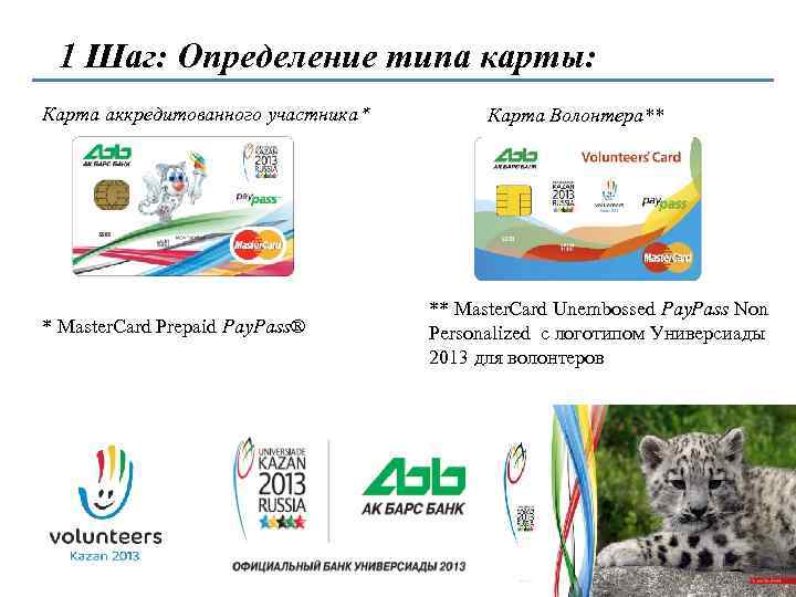 1 Шаг: Определение типа карты: Карта аккредитованного участника * * Master. Card Prepaid Pay.