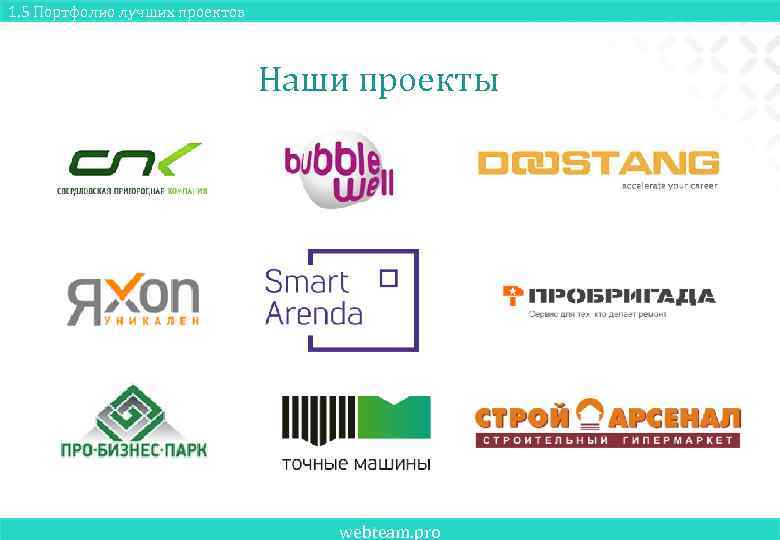 1. 5 Портфолио лучших проектов Наши проекты webteam. pro 