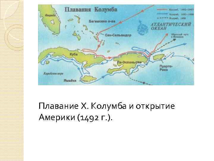 Плавание Х. Колумба и открытие Америки (1492 г. ). 