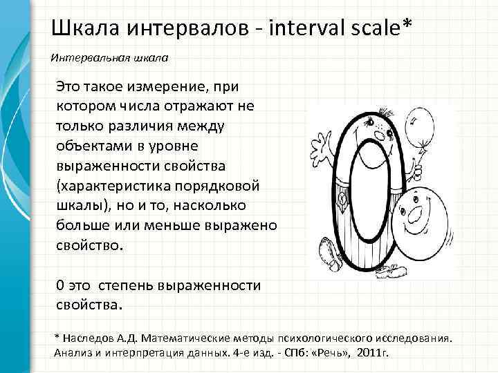 Шкала интервалов interval scale* Интервальная шкала Это такое измерение, при котором числа отражают не