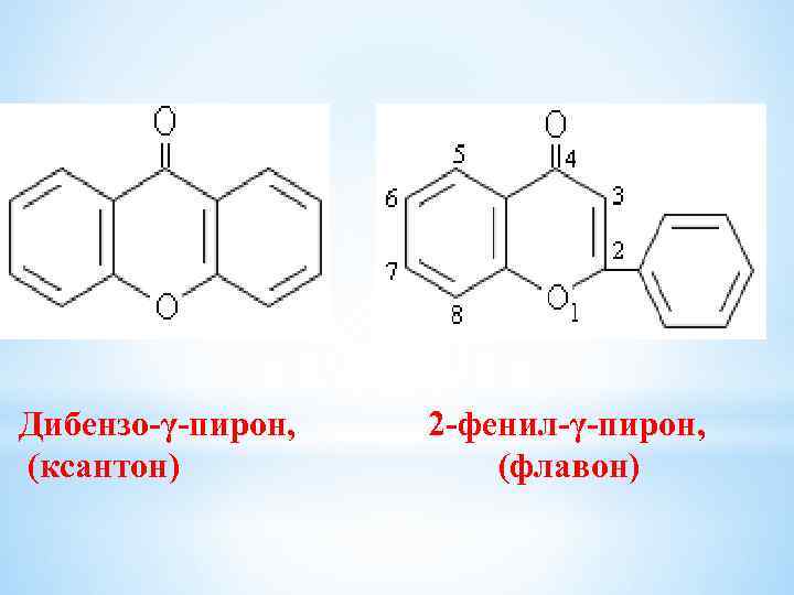 Дибензо-γ-пирон, (ксантон) 2 -фенил-γ-пирон, (флавон) 