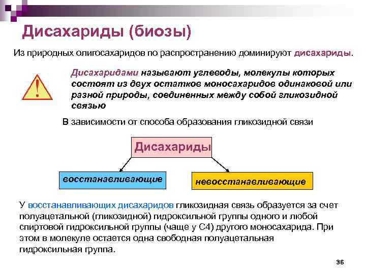 Дисахариды (биозы) Из природных олигосахаридов по распространению доминируют дисахариды. Дисахаридами называют углеводы, молекулы которых