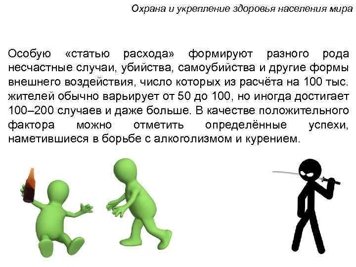 Охрана и укрепление здоровья населения мира Особую «статью расхода» формируют разного рода несчастные случаи,