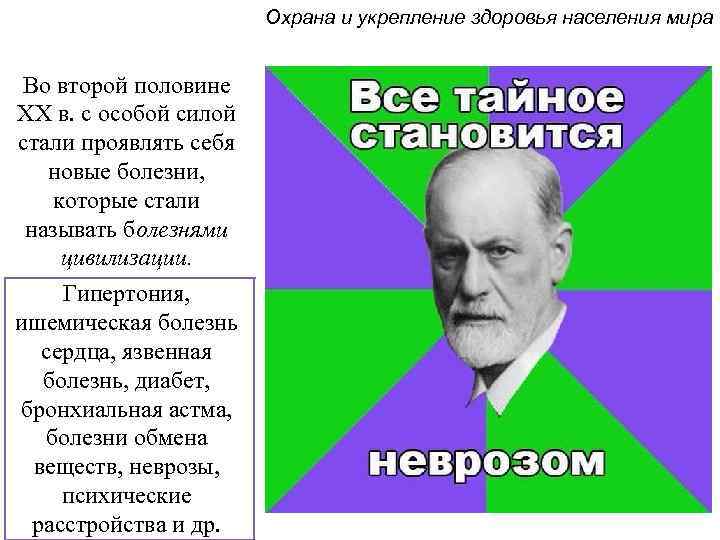 Охрана и укрепление здоровья населения мира Во второй половине XX в. с особой силой
