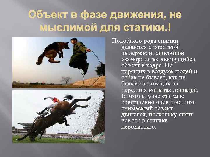 Объект в фазе движения, не мыслимой для статики. Подобного рода снимки делаются с короткой