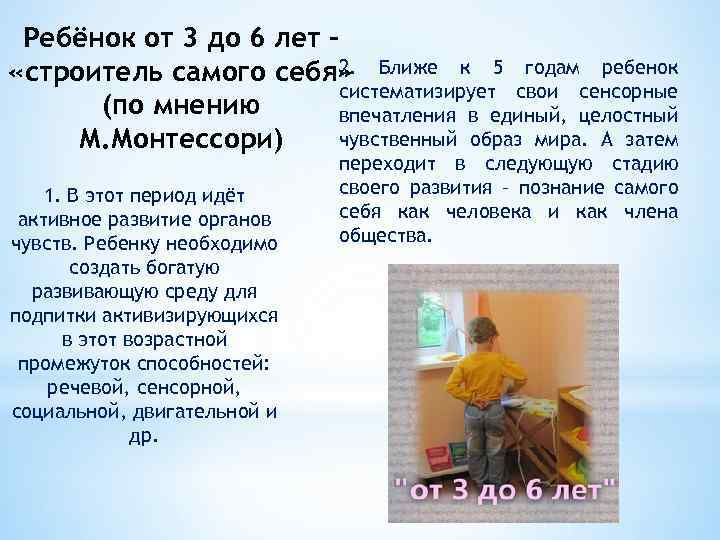 Ребёнок от 3 до 6 лет – 2. «строитель самого себя» Ближе к 5