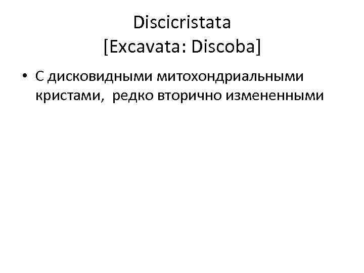 Discicristata [Excavata: Discoba] • С дисковидными митохондриальными кристами, редко вторично измененными 