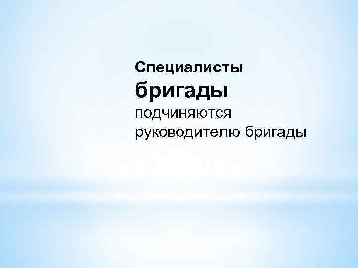 Специалисты бригады подчиняются руководителю бригады 