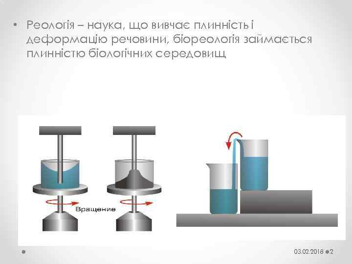  • Реологія – наука, що вивчає плинність і деформацію речовини, біореологія займається плинністю