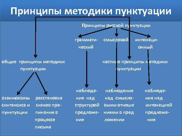 Принципы методики пунктуации Принципы русской пунктуации граммати ческий общие принципы методики пунктуации взаимосвязь синтаксиса