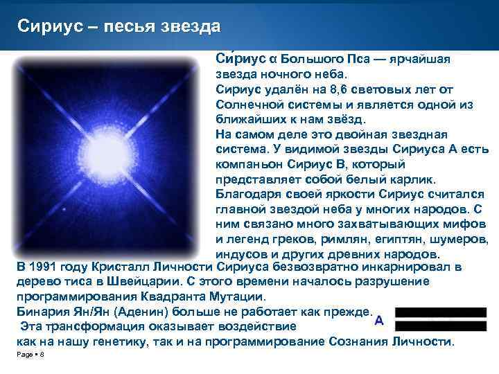 Сириус – песья звезда Си риус α Большого Пса — ярчайшая звезда ночного неба.