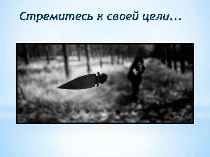 Стремитесь к своей цели. . . 