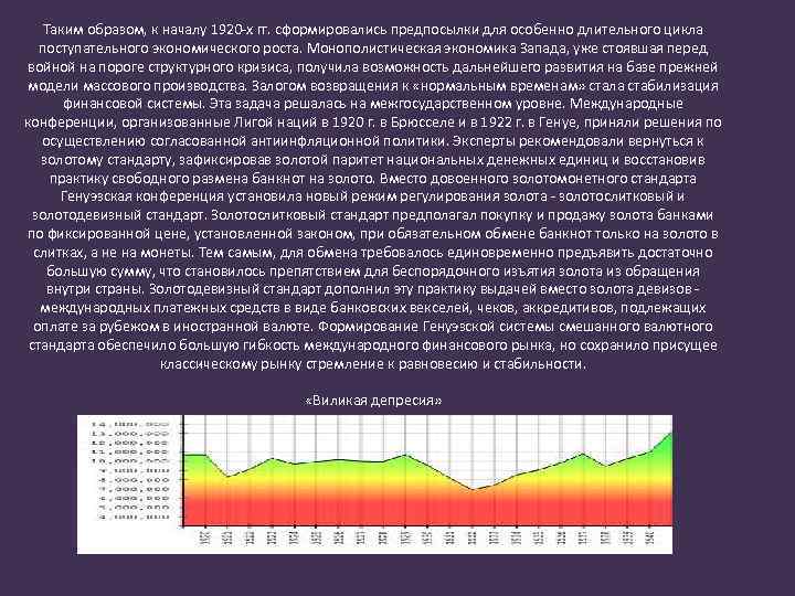 Таким образом, к началу 1920 х гг. сформировались предпосылки для особенно длительного цикла поступательного