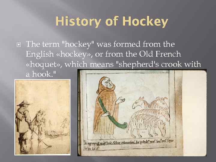 History of Hockey The term 