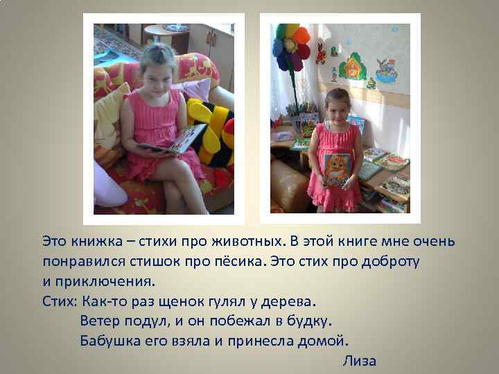 Это книжка – стихи про животных. В этой книге мне очень понравился стишок про