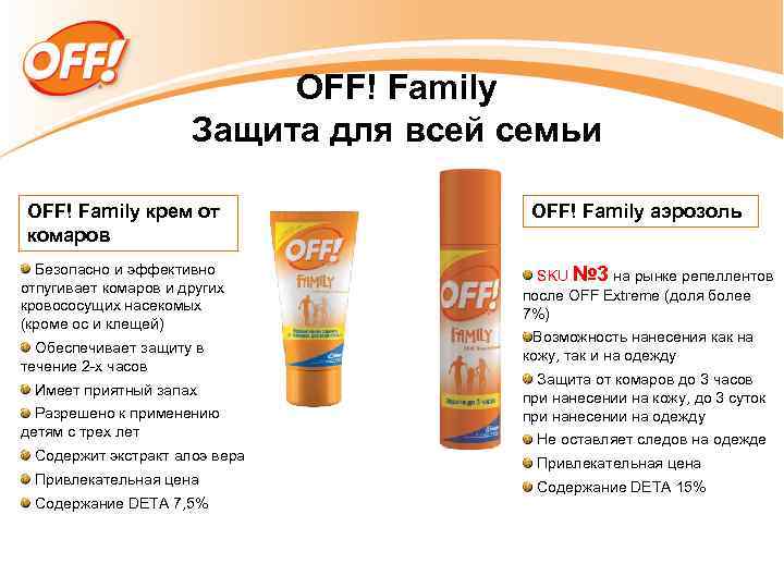OFF! Family Защита для всей семьи OFF! Family крем от комаров Безопасно и эффективно