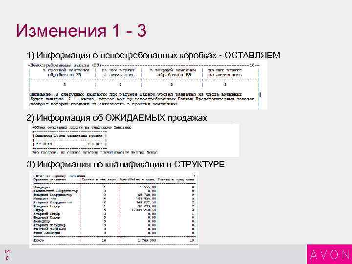 Изменения 1 - 3 1) Информация о невостребованных коробках - ОСТАВЛЯЕМ 2) Информация об