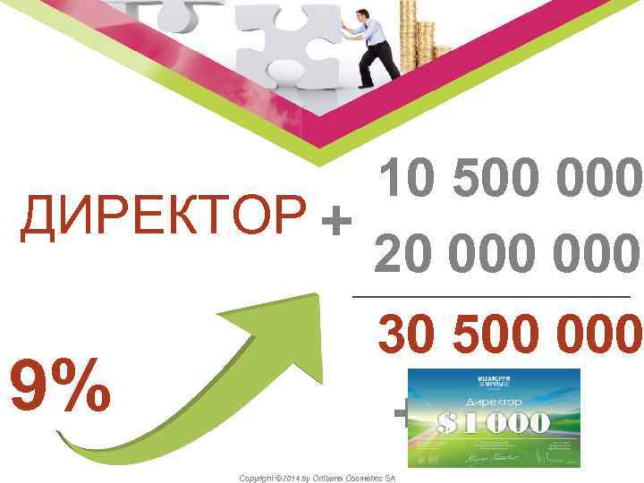 10 500 000 ДИРЕКТОР + 20 000 9% 30 500 000 + Copyright ©
