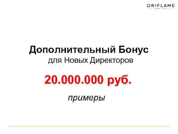 Дополнительный Бонус для Новых Директоров 20. 000 руб. примеры 