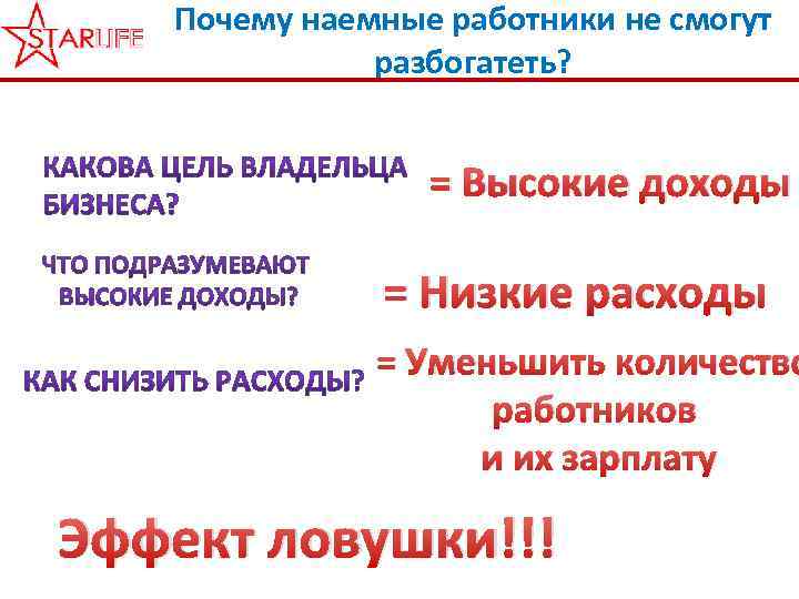 Почему наемные работники не смогут разбогатеть? = Высокие доходы = Низкие расходы = Уменьшить