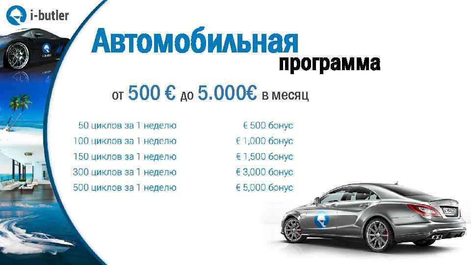 Автомобильная программа от 500 € до 5. 000€ в месяц 