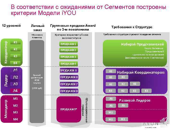 В соответствии с ожиданиями от Сегментов построены критерии Модели i. YOU 12 уровней Личный