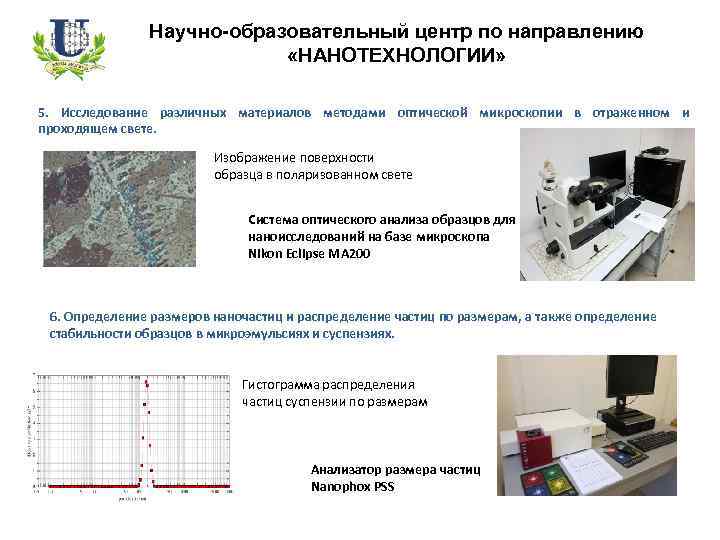 Научно-образовательный центр по направлению «НАНОТЕХНОЛОГИИ» 5. Исследование различных материалов методами оптической микроскопии в отраженном