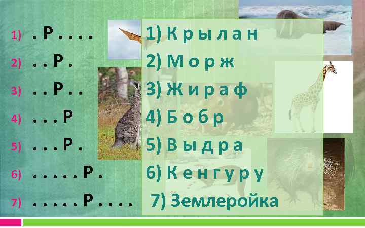 1) 2) 3) 4) 5) 6) 7) . Р. . 1) К р ы