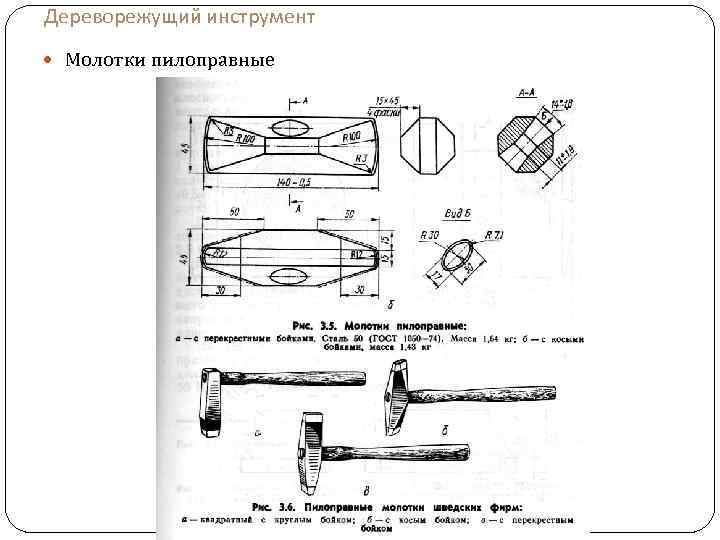 Дереворежущий инструмент Молотки пилоправные 