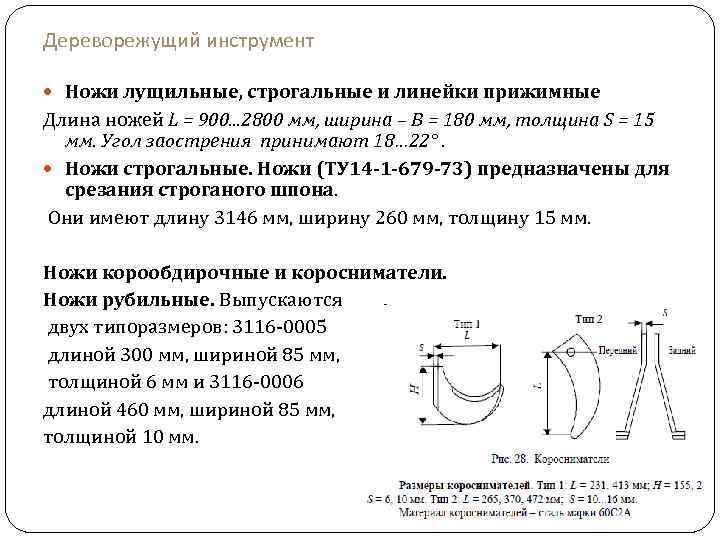 Дереворежущий инструмент Ножи лущильные, строгальные и линейки прижимные Длина ножей L = 900. .