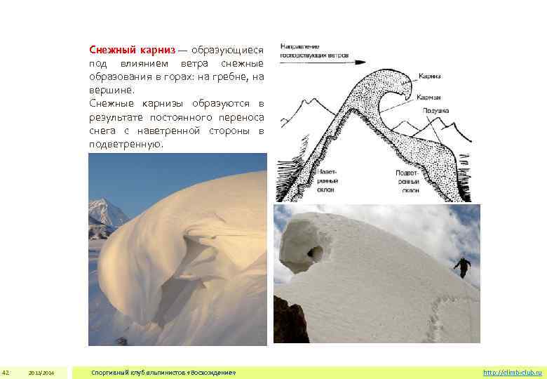 Снежный карниз — образующиеся под влиянием ветра снежные образования в горах: на гребне, на