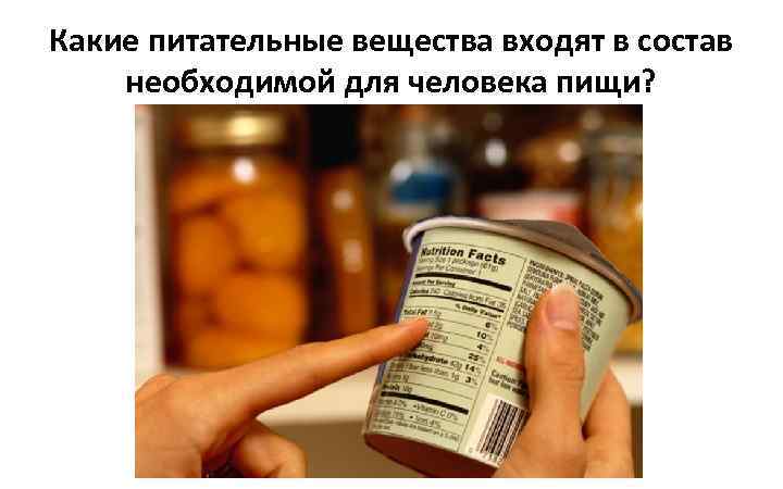 Какие питательные вещества входят в состав необходимой для человека пищи? 