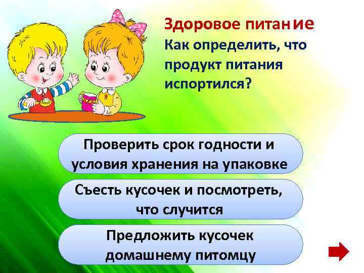 Здоровое питан ие Как определить, что продукт питания испортился? Проверить срок годности и условия