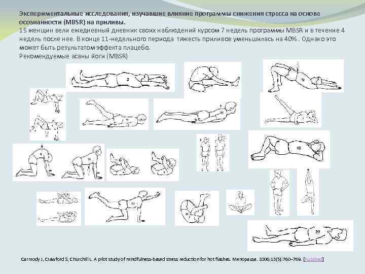 Экспериментальные исследования, изучавшие влияние программы снижения стресса на основе осознанности (MBSR) на приливы. 15