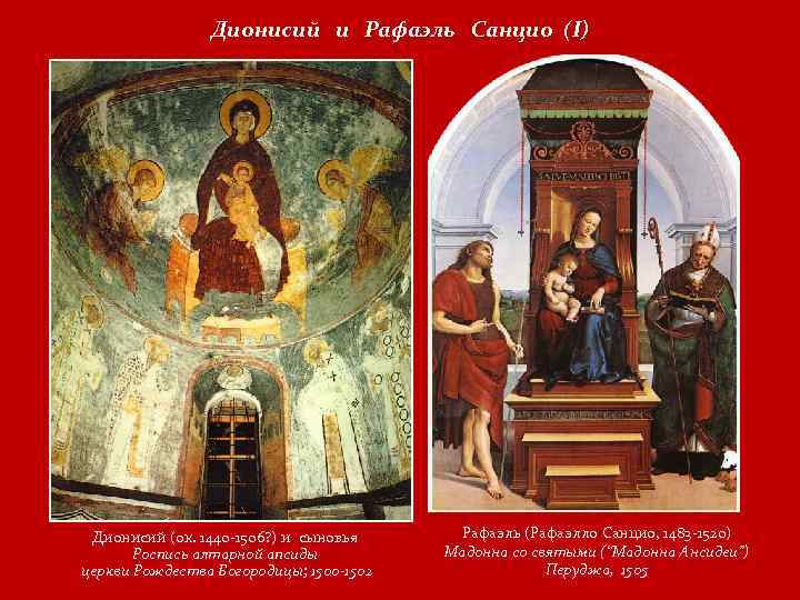 Дионисий и Рафаэль Санцио (I) Дионисий (ок. 1440 -1506? ) и сыновья Роспись алтарной