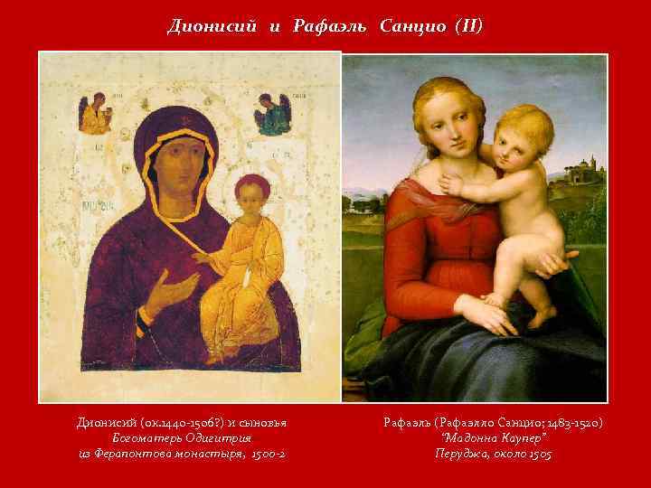 Дионисий и Рафаэль Санцио (II) Дионисий (ок. 1440 -1506? ) и сыновья Богоматерь Одигитрия