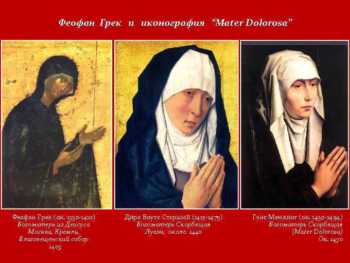 Феофан Грек и иконография “Mater Dolorosa” Феофан Грек (ок. 1330 -1410) Богоматерь из Деисуса