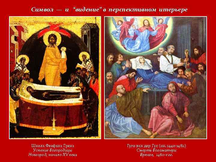 Символ — и “видение” в перспективном итерьере Школа Феофана Грека Успение Богородицы Новгород, начало