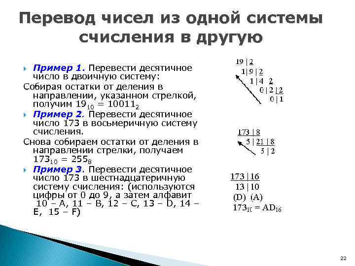 Перевод числа в другую систему счисления