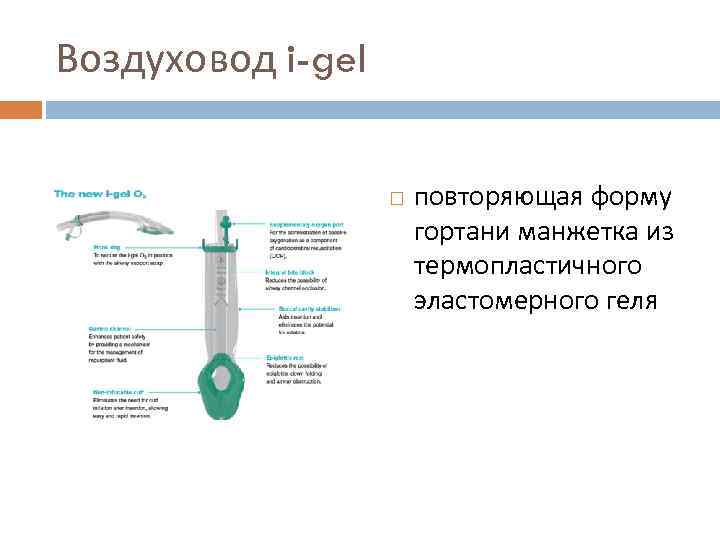 Воздуховод i-gel повторяющая форму гортани манжетка из термопластичного эластомерного геля 