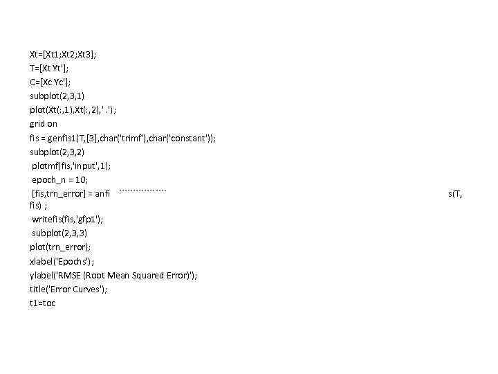 Xt=[Xt 1; Xt 2; Xt 3]; T=[Xt Yt']; C=[Xc Yc']; subplot(2, 3, 1) plot(Xt(: