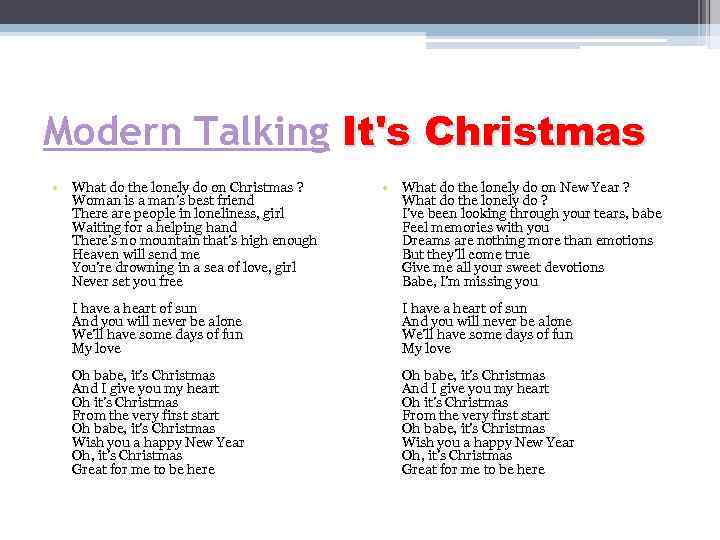 Modern Talking It's Christmas • What do the lonely do on Christmas ? Woman