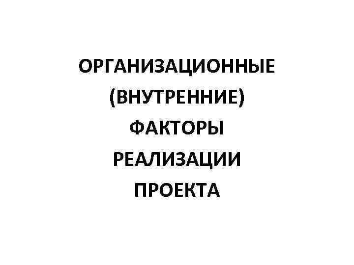ОРГАНИЗАЦИОННЫЕ (ВНУТРЕННИЕ) ФАКТОРЫ РЕАЛИЗАЦИИ ПРОЕКТА 