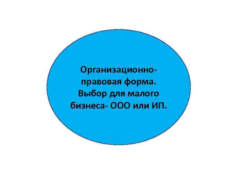 Организационноправовая форма. Выбор для малого бизнеса- ООО или ИП. 